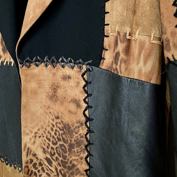 ALBERTO MIKALI sueded leather patchwork blazer designer jacket vintage Y2K sz 2 - Picture 16 of 16